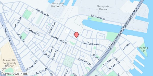 Map showing CWS/Charlestown Adult Education at 76 Monument Street, Charlestown, MA