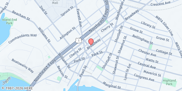 Map showing Revival International Center of Chelsea at 278 Broadway, Chelsea, MA