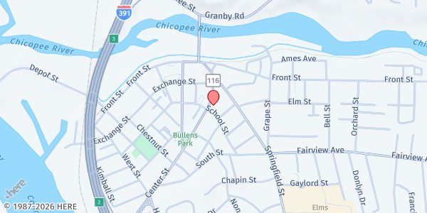 Map showing Center Street Mobile Pantry at 35 Center St, Chicopee, MA
