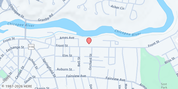 Map showing Chicopee Library Mobile Pantry at 449 Front St, Chicopee, MA