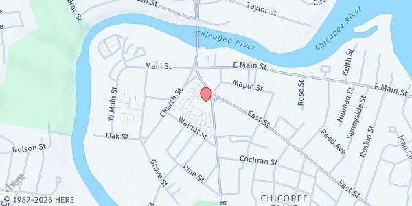 Map showing Chicopee Mobile Food Bank at 50 Broadway Street, Chicopee, MA