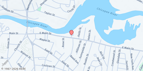 Map showing Edward Bury Apts Mobile Pantry at Benoit Cir, Chicopee, MA