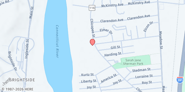 Map showing First Congregational Church at 306 Chicopee St, Chicopee, MA