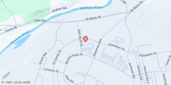 Map showing Clear Path for Veterans New England - Devens at 84 Antietam Street, Devens, MA