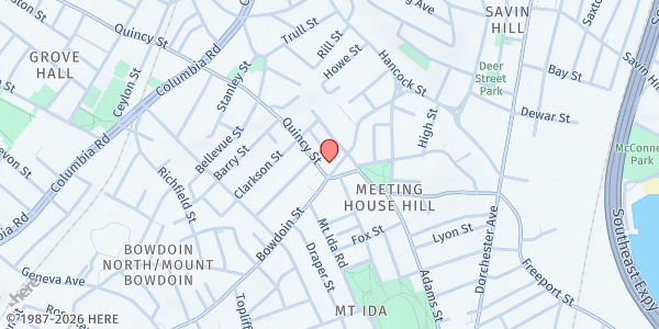 Map showing Ethos Pascuicco Café (Pasciucco Apartments) at 330 Bowdoin Street, Dorchester, MA