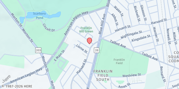 Map showing Faith Christian Church at 301 Harvard Street, Dorchester, MA