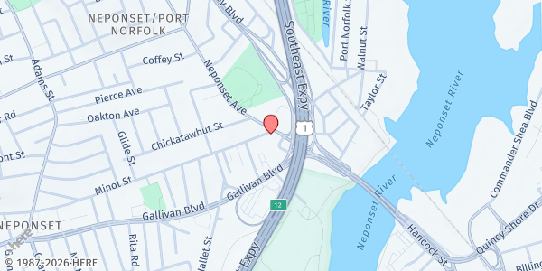 Map showing Food Pantry at Harbor Health at 10 Minot Street, Dorchester, MA