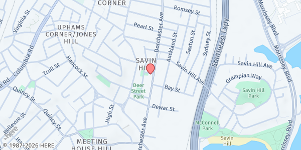 Map showing Let's Feed the Fifth Boy's and Girl's Club of Dorchester at 1135 Dorchester Avenue, Dorchester, MA