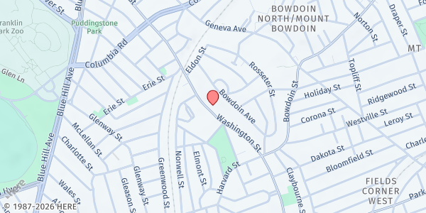 Map showing The Guild Food Pantry at 260 Washington Street, Dorchester, MA