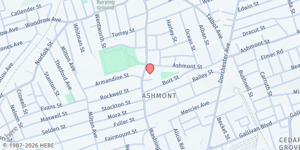 Map showing YMCA Boston Mobile Pantry Dorchester at 784 Washington Street, Dorchester, MA