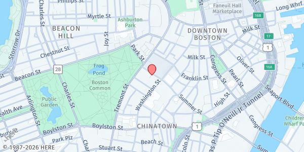 Map showing Boston Dream Center at 58 Winter Place, Downtown, MA