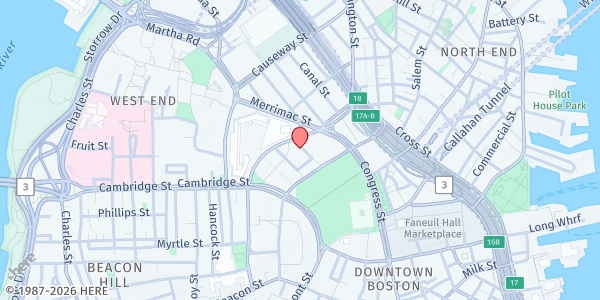 Map showing Boston Night Center at 31 Bowker Street, Downtown, MA
