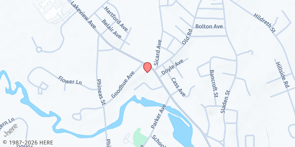 Map showing St. Marguerutes Food Pantry at 1340 Lakeview Avenue, Dracut, MA