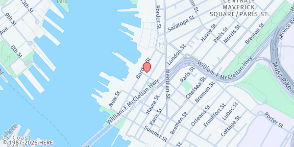 Map showing East Boston Neighborhood Health Center at 120 Liverpool Street, East Boston, MA