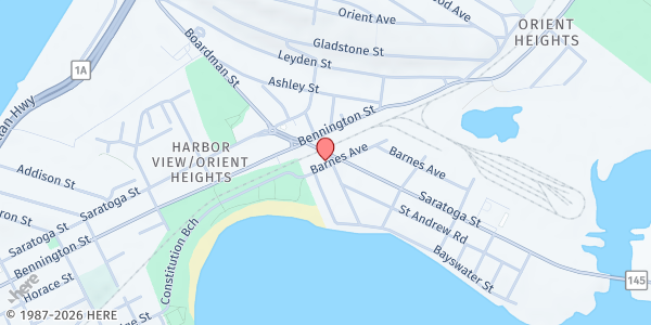 Map showing Ethos East Boston Senior Center at 7 Bayswater Street, East Boston, MA