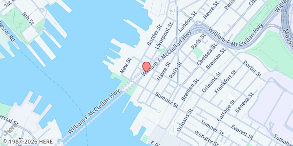 Map showing Maverick Landing at 31 Liverpool Street, East Boston, MA