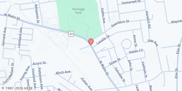 Map showing Friends of East Longmeadow Council on Aging Pantry at 328 North Main Street, East Longmeadow, MA