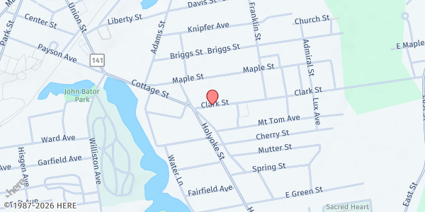 Map showing Easthampton Brown Bag at 12 Clark Street, Easthampton, MA