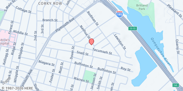 Map showing Greater Fall River Food Pantry at 235 Nashua St, Fall River, MA