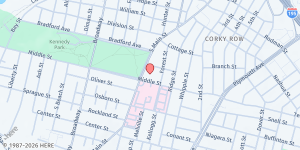 Map showing St. Anne's Food Pantry at 818 Middle Street, Fall River, MA