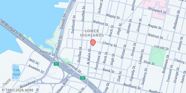 Map showing YMCA Southcoast/Fall River Mobile Market at 199 N Main Street, Fall River, MA