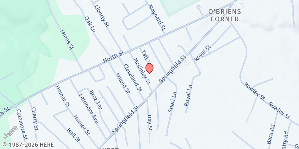 Map showing One Call Away Veterans Support Center at 478 Springfield Street, Feeding Hills, MA