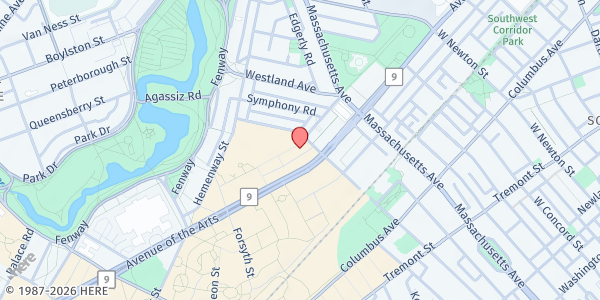 Map showing Northeastern Mutual Aid Community Fridge at 70 Saint Stephen Street, Fenway–Kenmore, MA