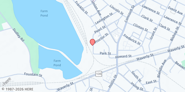 Map showing Daniels Table at 10 Pearl Street, Framingham, MA