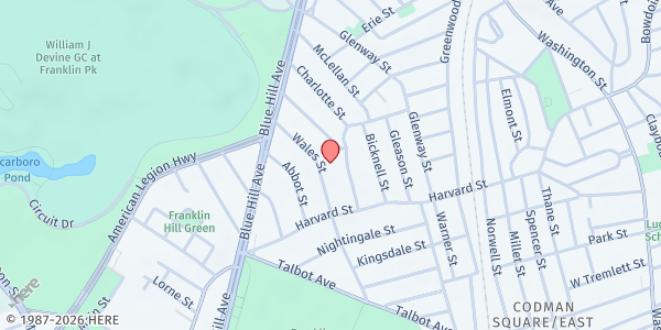 Map showing The Salvation Army Children's Learning Center - Franklin Field North at 26 Wales Street, Franklin Field North, MA