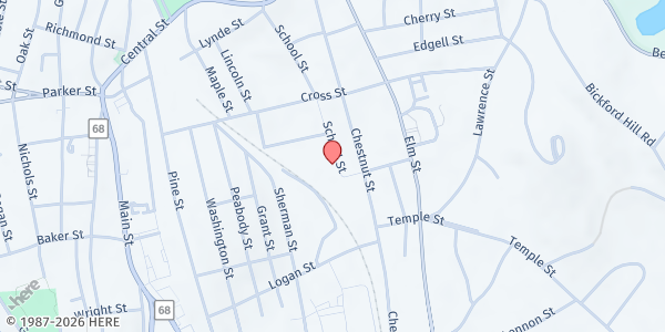 Map showing Self-Service DTA Kiosk at the Gardner Family Resource Center at 205 School Street, Gardner, MA