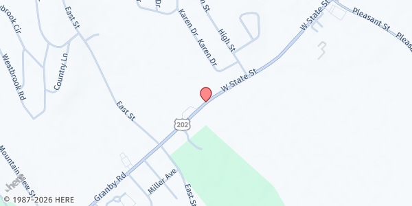 Map showing Granby Brown Bag at 10 West State Street, Granby, MA