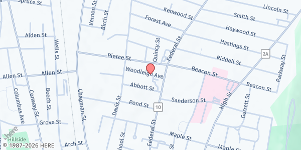 Map showing Blessed Trinity Parish Food Pantry at 14 Beacon Street, Greenfield, MA
