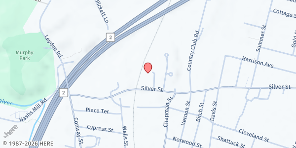 Map showing Faith Baptist Church Food Pantry at 331 Silver Street, Greenfield, MA