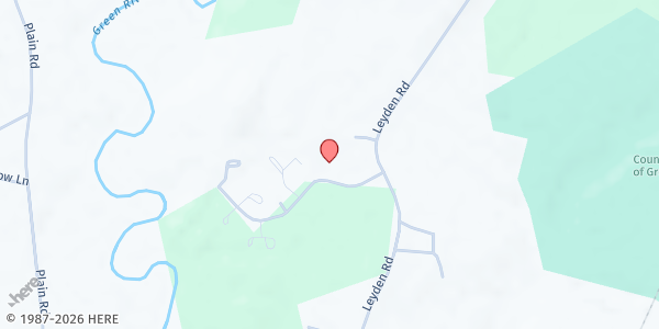 Map showing The Community Builders New Leyden Woods Pantry at 24 Leyden Woods Lane, Greenfield, MA