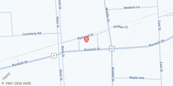 Map showing Hadley Brown Bag at 46 Middle Street, Hadley, MA