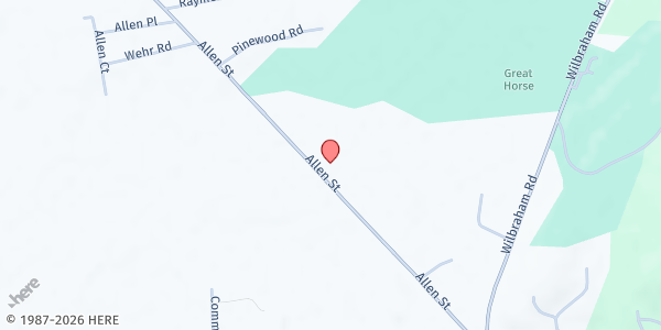 Map showing Hampden Senior Center Brown Bag at 104 Allen Street, Hampden, MA