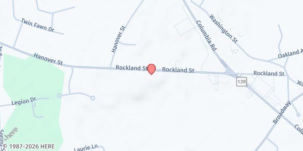 Map showing Lutheran Church of the Cross (LCMS) at 77 Rockland St, Hanover, MA