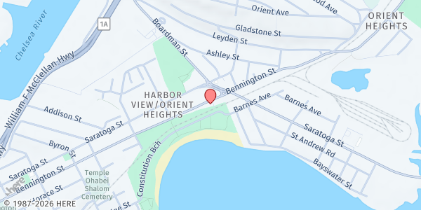 Map showing YMCA Boston - Revival Church at 965 Bennington Street, Harbor View / Orient Heights, MA