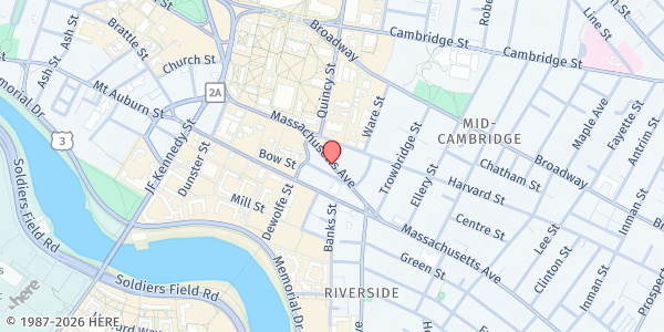 Map showing Solutions at Work - Harvard Square at 1151 Massachusetts Avenue, Harvard Square, MA