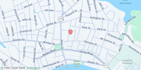 Map showing Changing Lives Christian Church at 17 Newcomb Street, Haverhill, MA