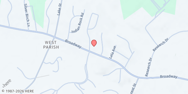 Map showing West Congregational Church at 767 Broadway Street, Haverhill, MA