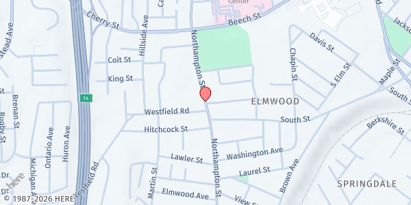 Map showing Blessed Sacrament Parish at 1945 Northampton Street, Holyoke, MA