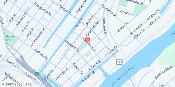 Map showing Kate's Kitchen at 51 Hamilton Street, Holyoke, MA