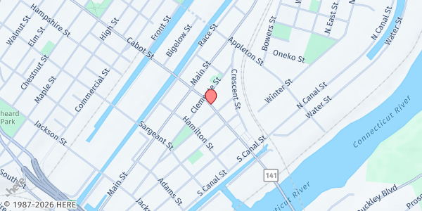 Map showing Margaret's Pantry at 56 Cabot Street, Holyoke, MA