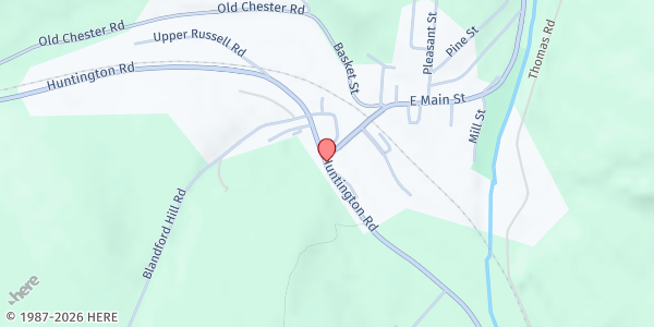 Map showing Huntington Brown Bag at 26 Russell Road, Huntington, MA