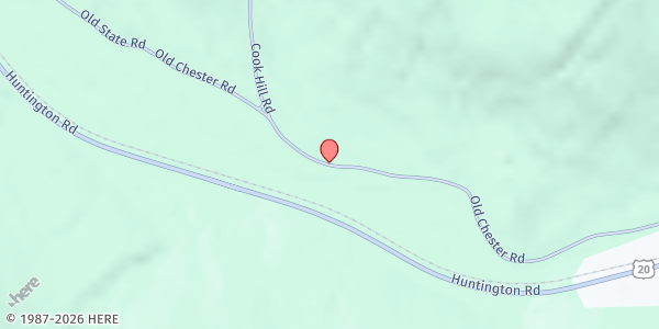 Map showing Pioneer Valley Assembly of God Huntington Food Pantry at 63 Old Chester Road, Huntington, MA