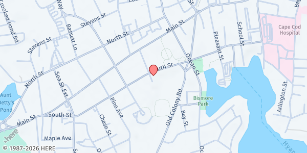 Map showing Catholic Social Services - Hyannis at 261 South St, Hyannis, MA