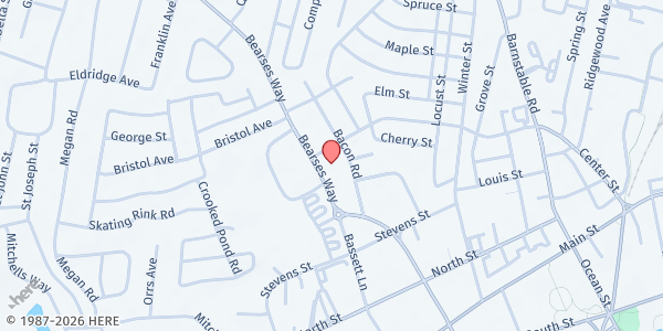 Map showing CCCC/Faith Family Kitchen at 154 Bearses Way, Hyannis, MA