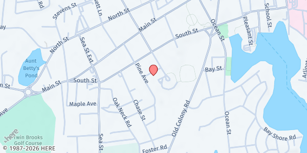 Map showing USCC/St. Francis Xavier at 19 Cross St., Hyannis, MA