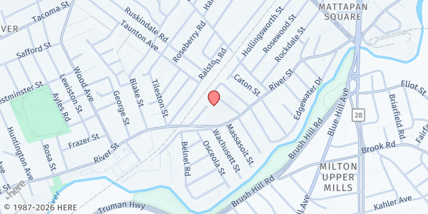 Map showing YMCA Boston/Health Leads - Hyde Park at 705 River Street, Hyde Park, MA